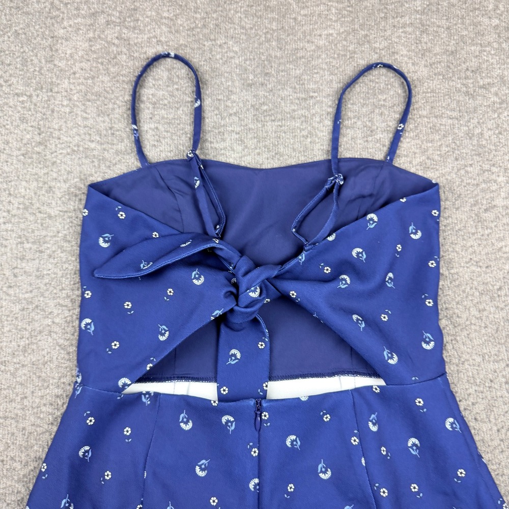 French Connection Blue Floral Tie Back Mini Dress Women's US 4 XS - Picture 11 of 11
